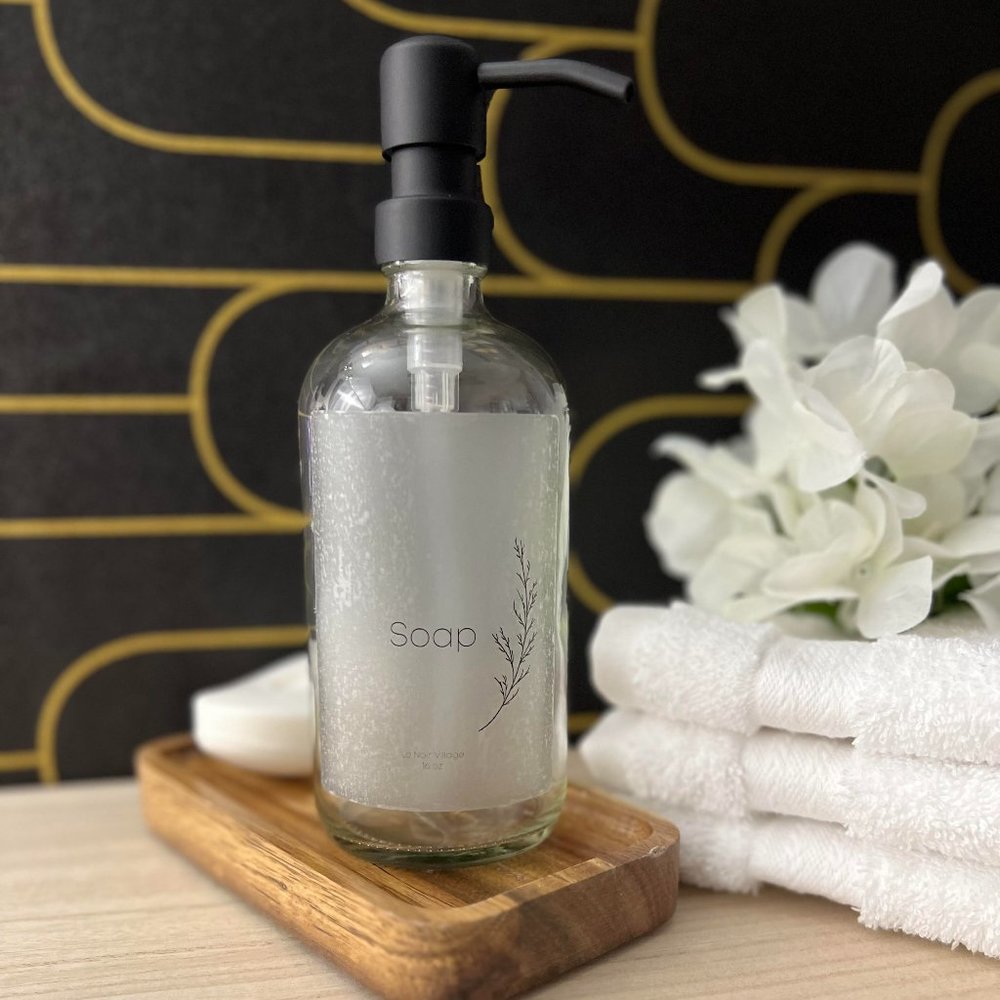 BOSTON ROUND 16OZ GLASS DISPENSER & STAINLESS-STEEL PUMP